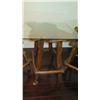 Image 3 : Burl Teak Table w/Glass Top (3ft x 3ft) 39" H & Pair of Matching Chairs