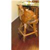 Image 8 : Burl Teak Table w/Glass Top (3ft x 3ft) 39" H & Pair of Matching Chairs
