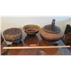 Image 1 : 3 Woven Spice Baskets w/Lids (largest is approx. 16" wide)