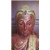 Image 2 : Tall Red Lacquered Carved Wood Standing Buddha w/Mirror Glass Applique, 66" H