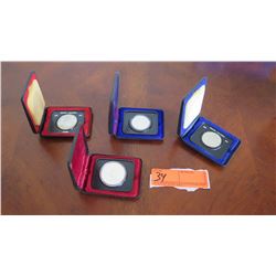 Qty 4 Commemorative Canadian Coins in Cases, Silver, British Columbia, Senate Throne, etc.