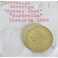 Australia 1866 Sovereign Gold Coin (Previously Mounted as Jewelry)