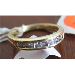 9-Diamond Band Ring, 9 Princess Cut Diamonds, Approx. .45 ct tw. 14K Gold, Imperfect Clarity