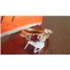 Image 1 : Diamond & Ruby Ring, 1 Round Faceted Ruby, 3 Round Brilliant Cut Diamonds, 18K Yellow Gold