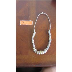 String Necklace of Coral, Natural Stones, Clay Beads