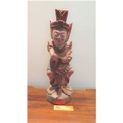 Painted Carved Wooden Hindu Deity, Approx. 16" H
