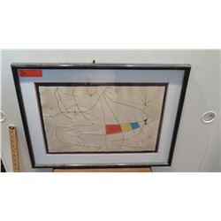 Framed & Matted Joan Miro Glazed Color Print, 19.25" x 13.25" Paper, Hand-Signed HC on Lower Right