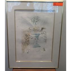 Framed & Matted Impression Color Print Attributed to Salvador Dali, 16" x 9.75" Artist Proof Signed 