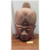 Image 1 : Carved Wooden Deity Head, Approx. 20" H, 12" W, Concave/Wall-Mountable (some damage)