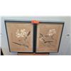 Image 2 : Pair: Framed Japanese Watercolor Art, Flowers/Dragonfly 14" x 18" (shows some age wear)