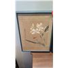 Image 3 : Pair: Framed Japanese Watercolor Art, Flowers/Dragonfly 14" x 18" (shows some age wear)