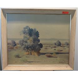 Large Framed Original Painting, Desertscape, Signed, Artist Swinnerton, 32.5" x 38.5"