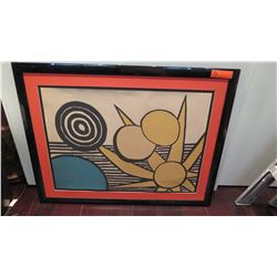 Framed & Matted Alexander Calder Color Print, 20.5" x 28" Paper, Signed, Unidentified Sunburst Desig