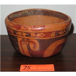 Burnished, Painted Mayan Pottery Bowl w/Certificate of Authenticity, 550-950 A.D. 4.25" H, 7.25" Dia