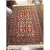 Image 1 : Burgundy Afghan Wool Carpet, Medallions w/Geometric Motif, 48" x 78", Fringed Borders