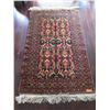 Image 2 : Burgundy Afghan Wool Carpet, Medallions w/Geometric Motif, 48" x 78", Fringed Borders