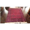 Image 1 : Red Afghan Wool Carpet, Medallions w/Leaf Motif, 58" x 78", Fringed Borders