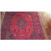 Image 3 : Carmine Afghan Wool Carpet, Central Medallion w/Ewer, Floral & Geometric Motifs, 62.5" x 80", Fringe