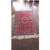 Image 1 : Afghan Wool Carpet, Crimson w/Blue Accents, 38" x 57.5", Central Diamond-Shaped Medallion w/Floral &
