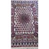 Image 2 : Afghan Handwoven Carpet, Cream/Burgundy/Blue w/Central Medallion, 72" x 45", Fringed Borders