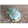 Image 1 : Tiny Carved Scarab Beetle w/Gold Band and Underside Marking, 9/16", w/Certificate of Authenticity