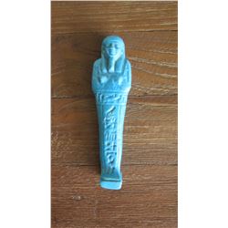 Turquoise Egyptian Faience Ushabti Haru-Ankh (664-525 B.C.E) 4.75" H, w/Certificate of Authenticity