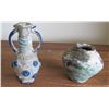 Image 1 : Roman Period Glass Perfume Bottle Ewer with Handles & Small Jar