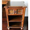 Image 1 : Balinese Wooden Night Stand w/Carved Reeded Diamond Accents, Approx. 27" H