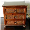 Image 1 : Balinese Wooden Chest of Drawers w/Carved Reeded Diamond Motif, 30"WX21"X31"H has some damage on top