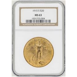 1915-S $20 St. Gaudens Double Eagle Gold Coin NGC MS63