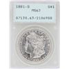 Image 1 : 1881-S $1 Morgan Silver Dollar Coin PCGS MS63 Old Rattler Holder