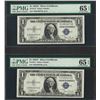 Image 1 : Lot of (2) Consecutive 1935C $1 Silver Certificate Notes PMG Gem Uncirculated 65