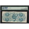 Image 2 : 1863 $5 Confederate State of America Note T-60 PMG Very Fine 25