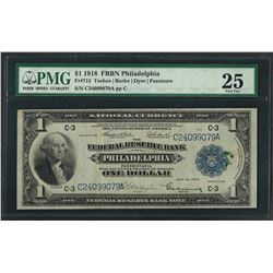 1918 $1 Federal Reserve Bank Note Philadelphia Fr.715 PMG Very Fine 25