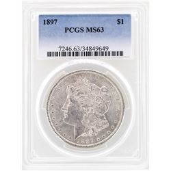 1897 $1 Morgan Silver Dollar Coin PCGS MS63