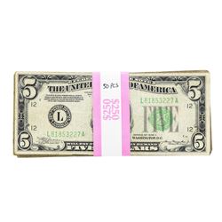 Lot of (50) 1934 $5 Federal Reserve Notes