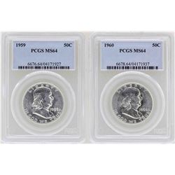 Set of 1959-1960 Franklin Half Dollar Coins NGC MS64
