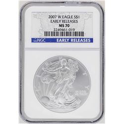 2007-W $1 American Silver Eagle Coin NGC MS70 Early Releases