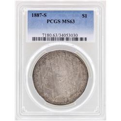 1887-S $1 Morgan Silver Dollar Coin PCGS MS63