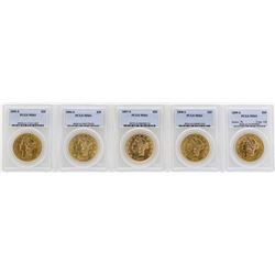 Lot of (5) 1895-S to 1899-S $20 Liberty Head Double Eagle Gold Coins PCGS MS61