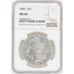 1887 $1 Morgan Silver Dollar Coin NGC MS64