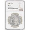 Image 1 : 1887 $1 Morgan Silver Dollar Coin NGC MS64