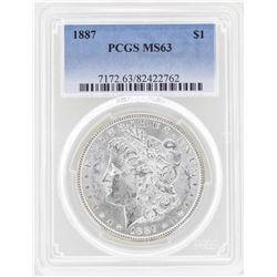1887 $1 Morgan Silver Dollar Coin PCGS MS63