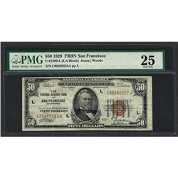 1929 $50 Federal Bank of San Francisco Note Fr.1880-L PMG Very Fine 25