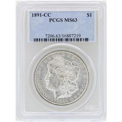 1891-CC $1 Morgan Silver Dollar Coin PCGS MS63