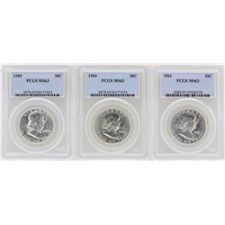 Set of 1959-1961 Franklin Half Dollar Coins NGC MS63