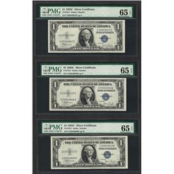 Lot of (3) Consecutive 1935C $1 Silver Certificate Notes PMG Gem Uncirculated 65