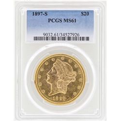 1897-S $20 Liberty Head Double Eagle Gold Coin PCGS MS61