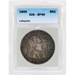 1900 $1 Lafayette Silver Dollar Commemorative Coin ICG XF40