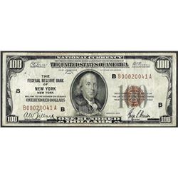 1929 $100 Federal Reserve Bank of New York, NY Currency note